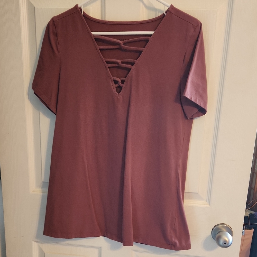 Torrid Mauve Cut Out T-Shirt Blouse